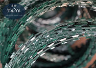 الأخضر البلاستيك PVC المغلفة أسلاك شائكة BTO22 نوع الشد العالية السجن أسلاك شائكة
