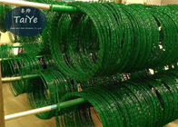 الأخضر البلاستيك PVC المغلفة أسلاك شائكة BTO22 نوع الشد العالية السجن أسلاك شائكة
